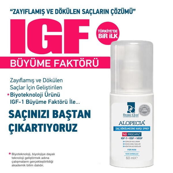 ALOPECIA ERKEK PROCAPIL VE IGF İÇERİKLİ ŞAMPUAN & SPREY & 60 KAPSÜL SETİ