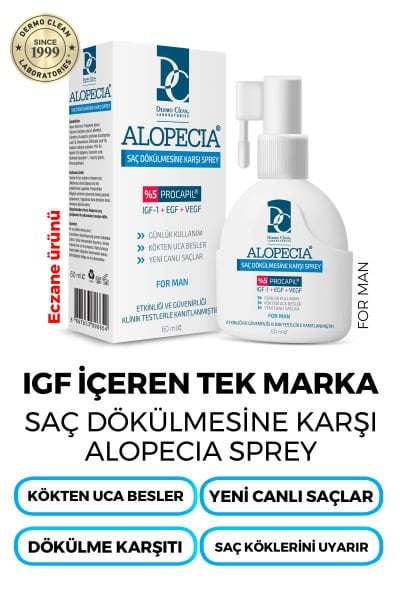 ALOPECİA PROCAPİL VE IGF İÇERİKLİ ERKEK SAÇ SPREY (SERUM) 60 ML