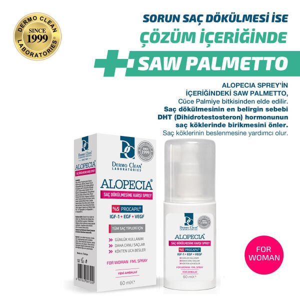 ALOPECİA PROCAPİL VE IGF İÇERİKLİ KADIN SAÇ SPREY (SERUM) 60 ML