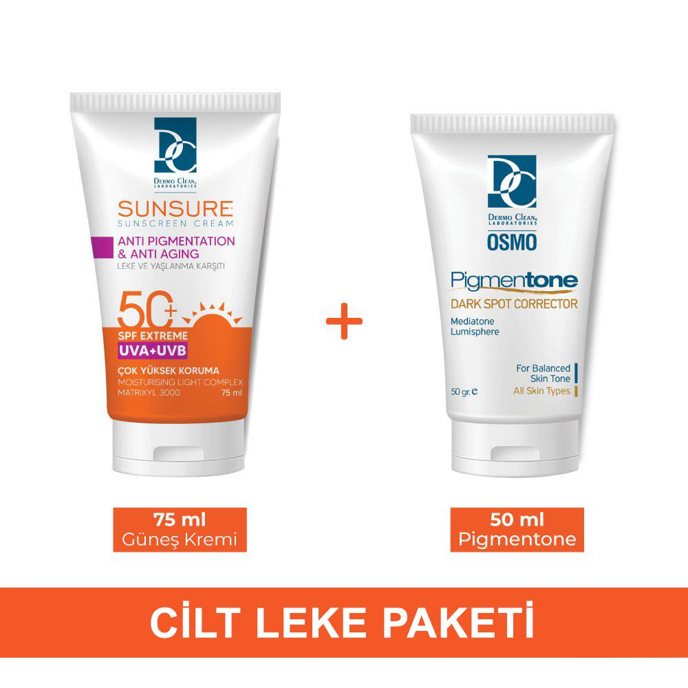SUNSURE DERMOKOZMETİK LEKE YAŞLANMA KARŞITI GÜNEŞ KORUYUCU VE CİLT LEKE PAKETİ