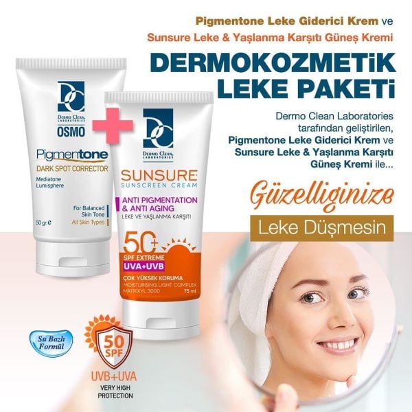 SUNSURE DERMOKOZMETİK LEKE YAŞLANMA KARŞITI GÜNEŞ KORUYUCU VE CİLT LEKE PAKETİ