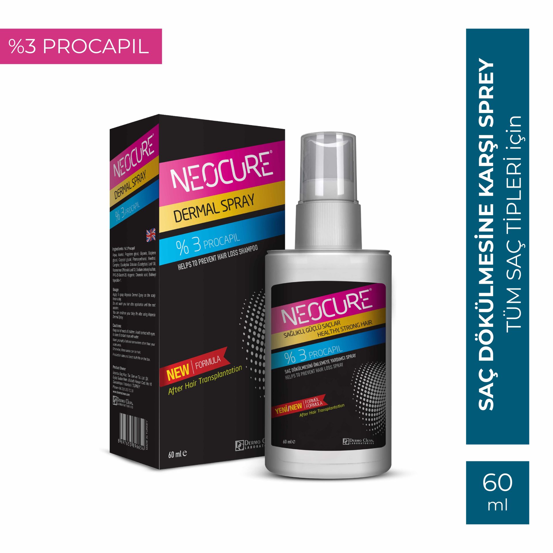 DERMO CLEAN NEOCURE SAÇ EKİMİ SONRASI DERMAL SPREY(SERUM) 60 ML