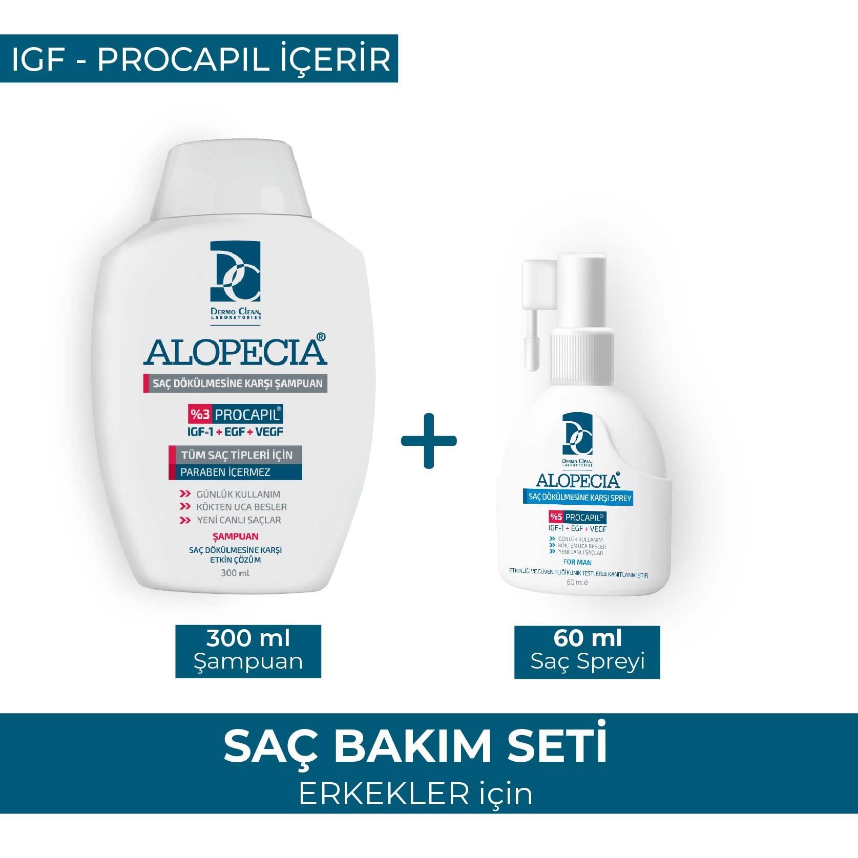 ALOPECİA ERKEK PROCAPİL VE IGF İÇERİKLİ SERUM VE ŞAMPUAN SETİ