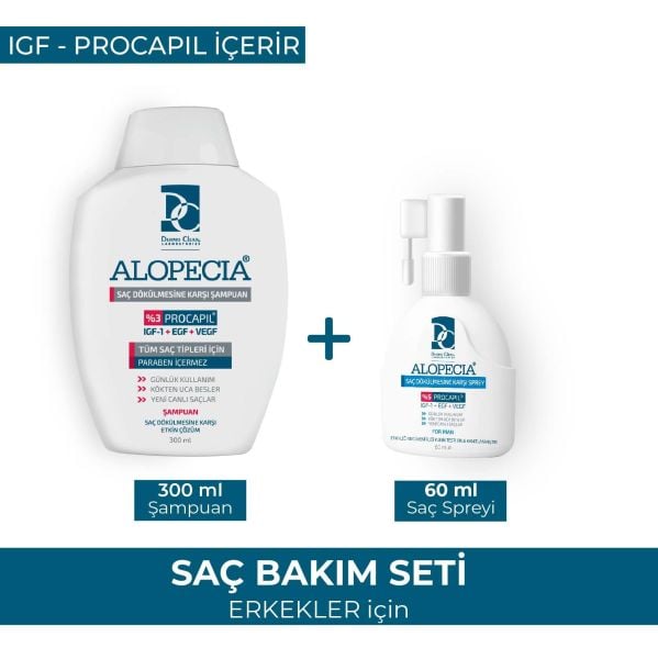 ALOPECİA ERKEK PROCAPİL VE IGF İÇERİKLİ SERUM VE ŞAMPUAN SETİ