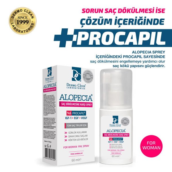 ALOPECİA PROCAPİL VE IGF İÇERİKLİ KADIN SAÇ SPREY (SERUM) 60 ML - 2'Lİ SET