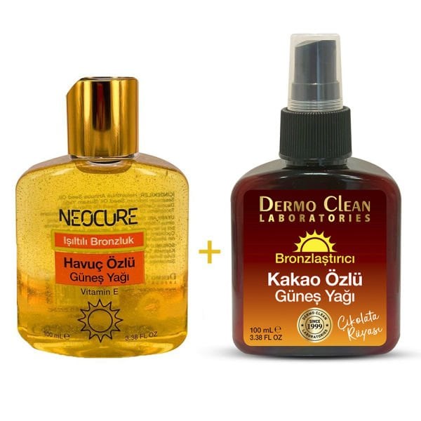 NEOCURE IŞILTILI BRONZLUK KAKAO VE HAVUÇ ÖZLÜ GÜNEŞ YAĞI 100 ML - 2'Lİ SET