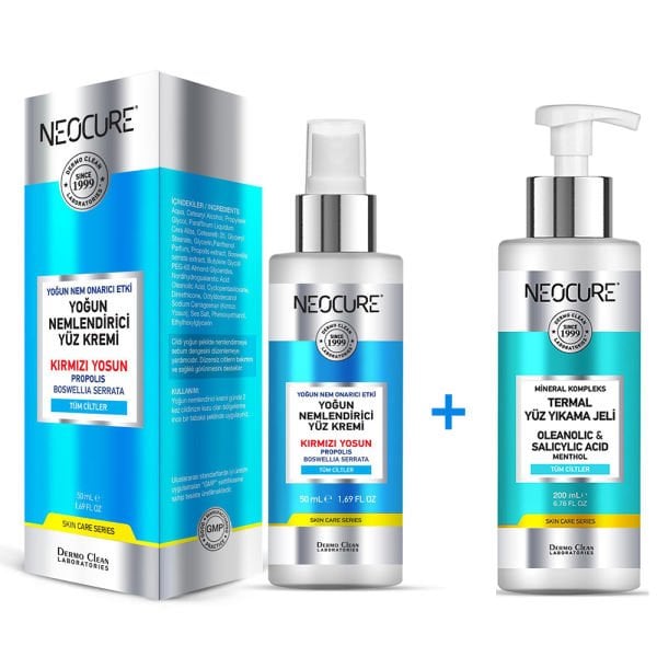 NEOCURE GÜNLÜK TERMAL YÜZ YIKAMA JELİ 200 ML + NEOCURE YOĞUN NEMLENDİRİCİ YÜZ KREMİ 50 ML