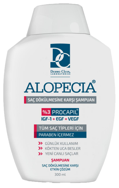 ALOPECIA ERKEK PROCAPIL VE IGF İÇERİKLİ ŞAMPUAN + SAÇ SPREYİ + 2500 BİOTİN SETİ