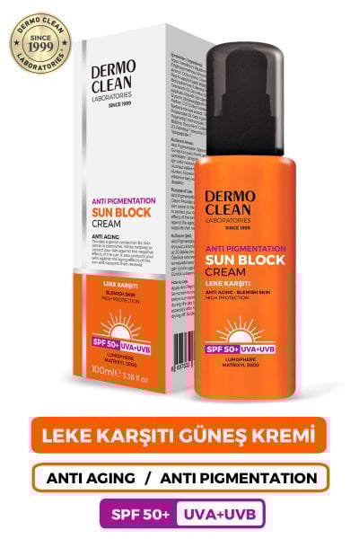 DERMO CLEAN ANTI PIGMENTASYON SUN BLOCK CREAM LEKE KARŞITI GÜNEŞ KREMİ (SPF 50+) 100 ML