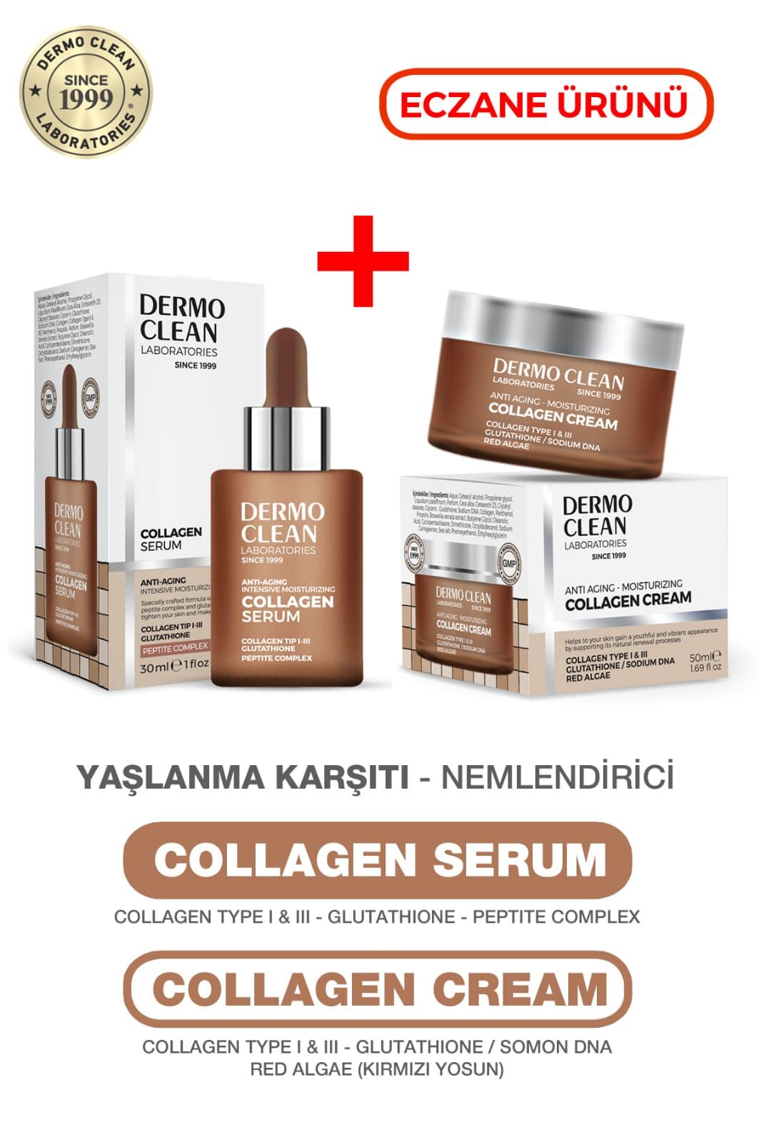DERMO CLEAN ANTI AGING YAŞLANMA KARŞITI COLLAGEN SERUM VE COLLAGEN CREAM SETİ