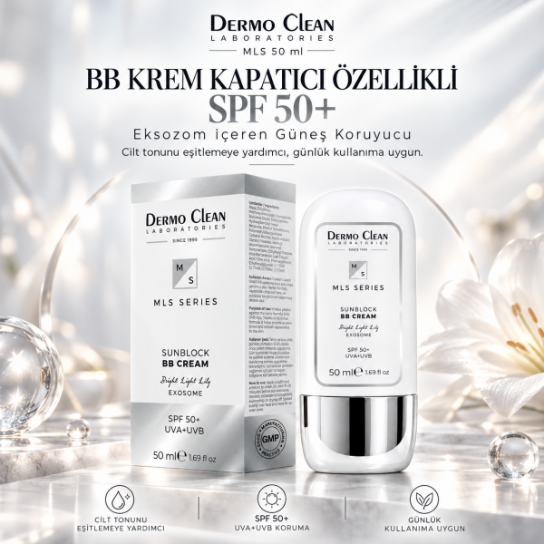 BB KREM KAPATICI ÖZELLİKLİ SPF 50+ MLS EKSOZOM İÇEREN GÜNEŞ KORUYUCU 50 ML